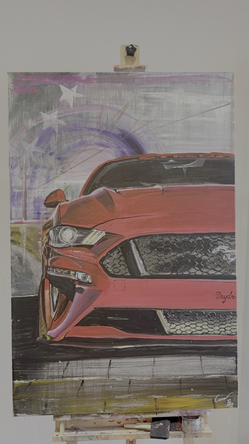 Red Ford Mustang GT automotive painting