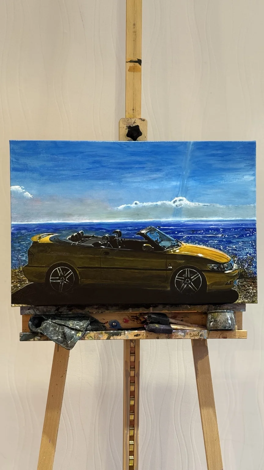 Saab Viggen automotive acrylic painting